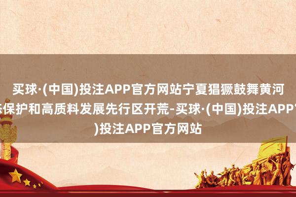 买球·(中国)投注APP官方网站宁夏猖獗鼓舞黄河流域生态保护和高质料发展先行区开荒-买球·(中国)投注APP官方网站