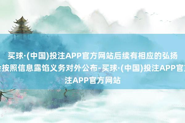 买球·(中国)投注APP官方网站后续有相应的弘扬公司会按照信息露馅义务对外公布-买球·(中国)投注APP官方网站