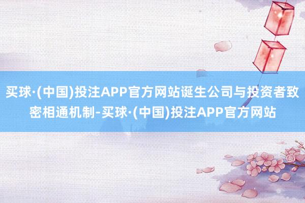 买球·(中国)投注APP官方网站诞生公司与投资者致密相通机制-买球·(中国)投注APP官方网站