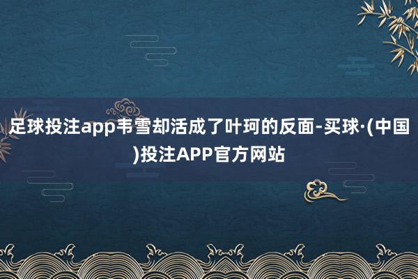 足球投注app韦雪却活成了叶珂的反面-买球·(中国)投注APP官方网站