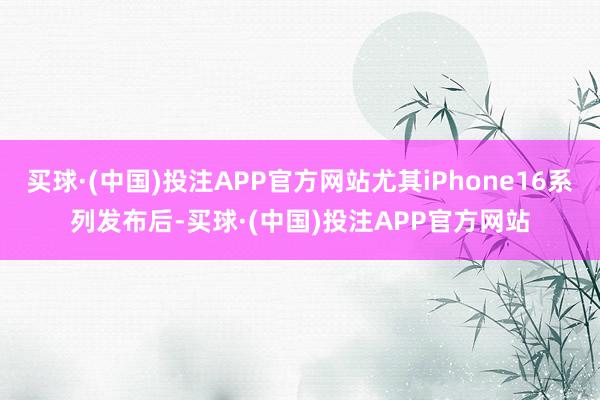 买球·(中国)投注APP官方网站尤其iPhone16系列发布后-买球·(中国)投注APP官方网站