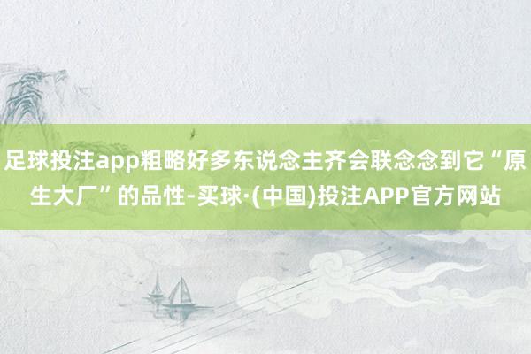 足球投注app粗略好多东说念主齐会联念念到它“原生大厂”的品性-买球·(中国)投注APP官方网站