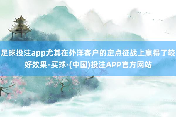 足球投注app尤其在外洋客户的定点征战上赢得了较好效果-买球·(中国)投注APP官方网站