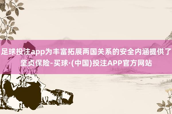 足球投注app为丰富拓展两国关系的安全内涵提供了坚贞保险-买球·(中国)投注APP官方网站