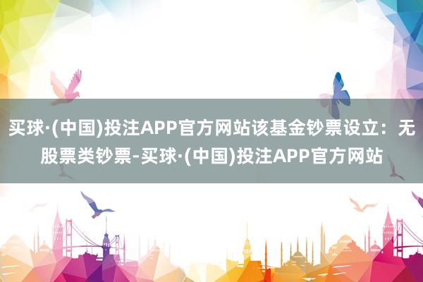 买球·(中国)投注APP官方网站该基金钞票设立：无股票类钞票-买球·(中国)投注APP官方网站