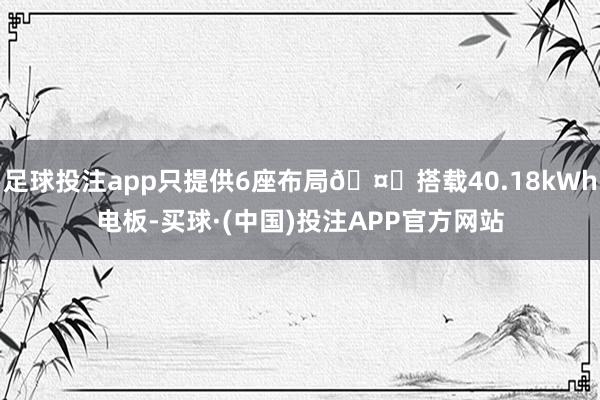 足球投注app只提供6座布局🤔搭载40.18kWh电板-买球·(中国)投注APP官方网站