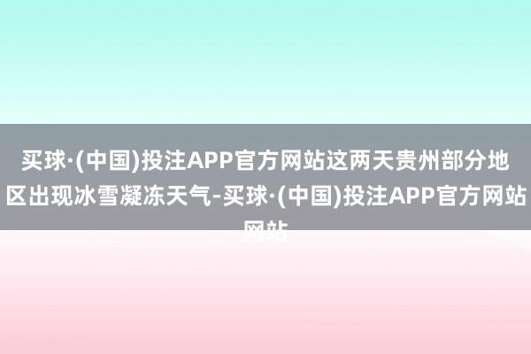 买球·(中国)投注APP官方网站这两天贵州部分地区出现冰雪凝冻天气-买球·(中国)投注APP官方网站