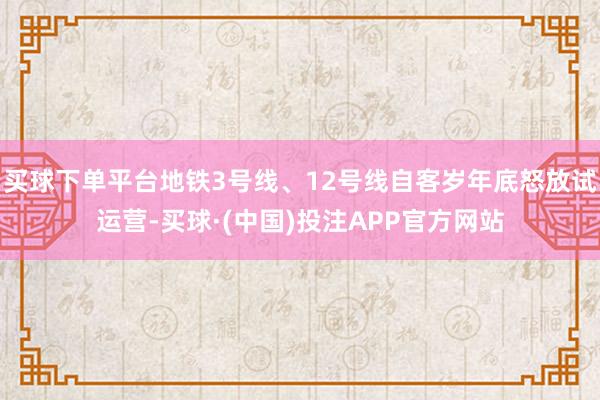 买球下单平台地铁3号线、12号线自客岁年底怒放试运营-买球·(中国)投注APP官方网站