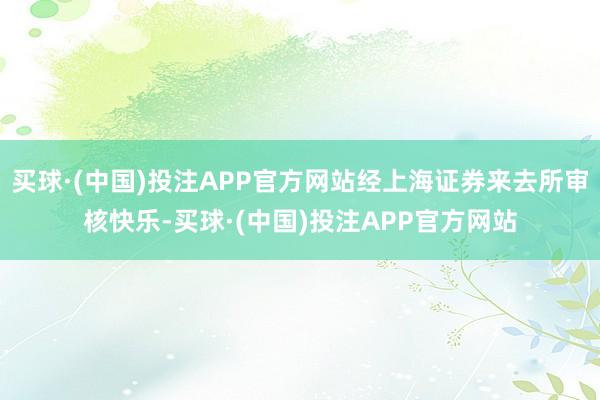 买球·(中国)投注APP官方网站经上海证券来去所审核快乐-买球·(中国)投注APP官方网站