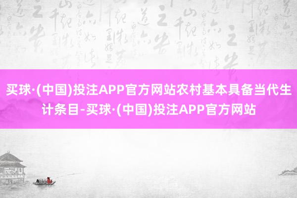 买球·(中国)投注APP官方网站农村基本具备当代生计条目-买球·(中国)投注APP官方网站
